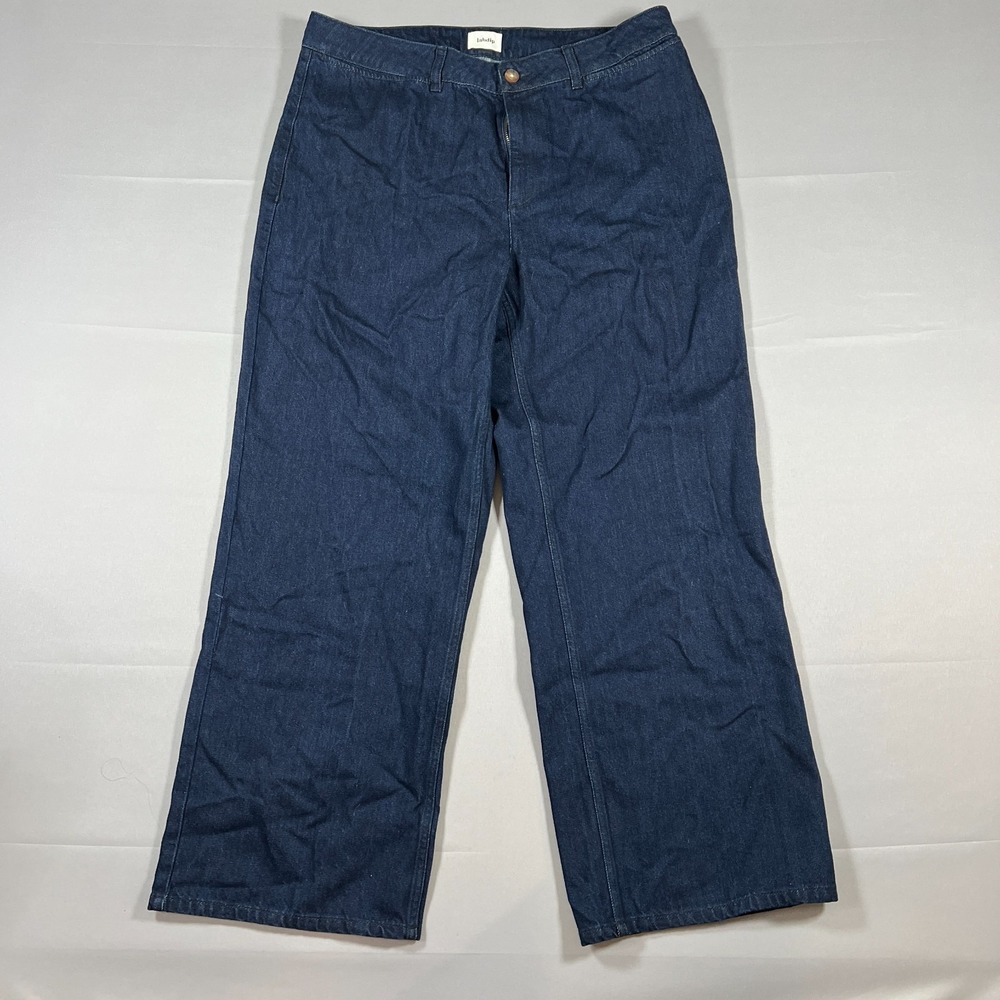 Labdip Wide Leg Jeans Womens 36 Blue Denim Swann Cotton High Waisted Zip Fly
